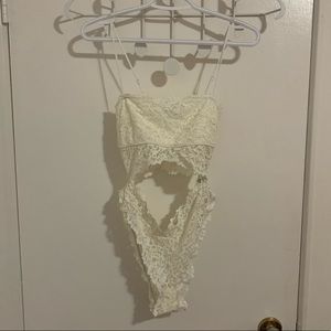 cream lace cutout bodysuit